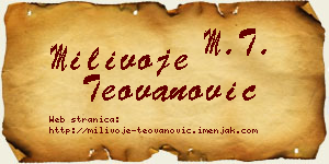 Milivoje Teovanović vizit kartica